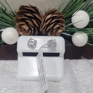 Elegant Moissanite Sterling Silver Stud Earrings
